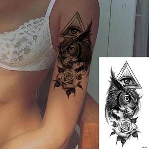 Owl Rose Temporary Tattoo